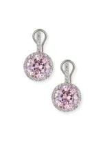 Fantasia By Deserio 18 Tcw Round Cubic Zirconia & Halo Drop Earrings, Clear/pink