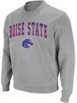 Colosseum Men's Boise State Broncos Arch And Logo Tackle Twill Pullover Sweatshirt In Heather Gray