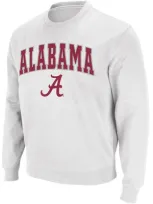 Colosseum Men's Alabama Tide Arch Logo Crew Neck Sweatshirt In White