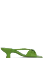 By Far Freya Knotted Leather Mules In Green