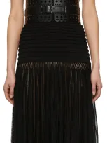 Alaïa Black Ottoman Knit Long Dress In 995 Alaia Black