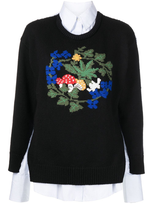 Monse Panelled Floral-embroidered Jumper In Black