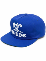 Rhude Palms Graphic-print Cotton-blend Cap In Blue