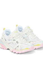 Balenciaga Kids' Faux Leather Lace-up Sneakers In White,pink