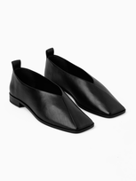 Cos Square-toe Crossover Leather Ballet Flats In Black