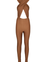 The Andamane Hola Halterneck Stretch Jumpsuit In Marrone