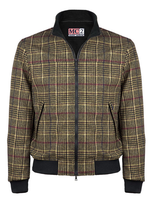 Mc2 Saint Barth Brown Prince Of Wales Checked Mid Season Jacket Wool Effect In Black