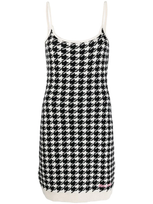 Miu Miu Houndstooth-pattern Knitted Minidress In Monochrome