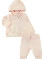 Paigelauren Babies'  Marble Stripe Rib Hoodie & Leggings Set In Marble Orange