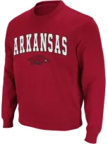 Colosseum Men's Arkansas Razorbacks Arch And Logo Crew Neck Sweatshirt In Cardinal