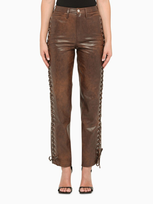 Rotate Birger Christensen Brown Faux Leather Regular Trousers