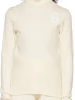 Mm6 Maison Margiela Kids Off-white Logo Turtleneck In M6101 Off White