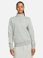 Nike Women's Sportswear Club Fleece Half-zip Sweatshirt In Dark Grey Heather/white