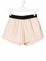 Moncler Kids' Cotton Shorts In Nude & Neutrals