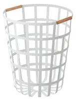 Yamazaki Tosca Round Steel Laundry Basket In White