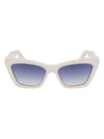 Ferragamo 55mm Gradient Rectangular Sunglasses In Ivory