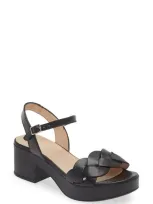 Wonders Platform Sandal In Black Leather