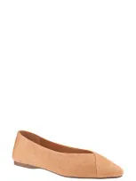 Birdies Goldfinch Pointed Toe Flat In Tan Suede