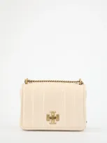 Tory Burch Kira Logo Plaque Chain Shoulder Bag In Beige