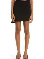 Courrèges Asymmetric Ribbed-knit Mini Skirt In Schwarz