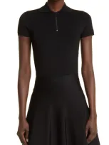 The Row Cauro Zip-front Polo Top In Black