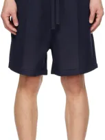 Ami Alexandre Mattiussi Navy Pinched Seam Shorts In Nautic Blue