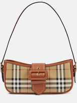 Burberry Check Canvas Shoulder Bag In Brown