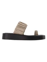 Elleme Amor Platform Slides - Taupe/black - Leather In Neutrals