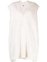 Mm6 Maison Margiela Sleeveless Knitted Wool Jumper In White