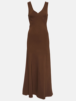 Asceno Bordeaux Silk Slip Dress In Brown