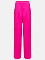 Oscar De La Renta Wide-leg Wool-blend Pants In Pink