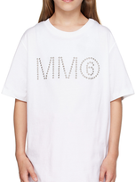 Mm6 Maison Margiela Kids White Studded T-shirt In Mm010 M6100 White