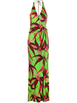 Louisa Ballou King Tide Floral-print Halterneck Dress In Red