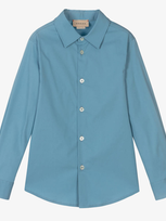 Gucci Kids' Interlocking G Cotton Shirt In Blue