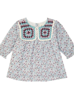 Louise Misha Baby Warise Floral Cotton Dress In Blue