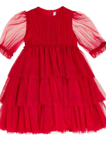 Il Gufo Kids' Tulle Dress In Red