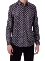 Bugatchi James Ooohcotton® Leaf Print Button-up Shirt In Black