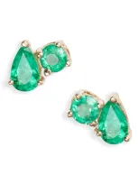 Anzie X Mel Soldera Jumelle Emerald Stud Earrings In Green