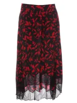 Zadig & Voltaire Joslin Leaf-print Midi Skirt In Black