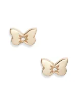 Anzie Mini Diamond Butterfly Stud Earrings In Gold