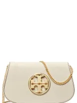 Tory Burch Reva Flap Leather Clutch Bag In New Ivory