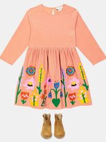 Stella Mccartney Kids' Floral-embroidered Cotton Dress In Pink