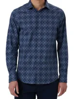 Bugatchi Axel Paisley Print Stretch Cotton Button-up Shirt In Navy