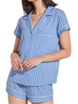 Eberjey Gisele Shortie Short Set In Blue/nordic Stripes