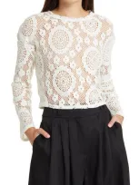 Mango Cotton Blend Lace Top In White