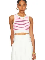 Superdown Phoebe Ultra Crop Vest In White & Pink