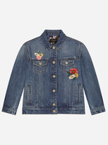 Dolce & Gabbana Stretch Denim Jacket With Embroidery In Multicolor