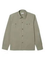 Lacoste Cotton Button-up Overshirt In Eco Olive