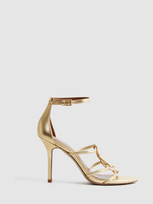 Reiss Gold Metallic Strappy Open-toe Heels