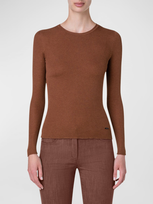 Akris Silk Cotton Seamless Rib Fitted Sweater In Vicuna